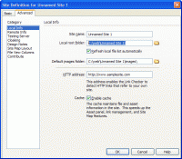 The Site Manager "Local Info" in Dreamweaver