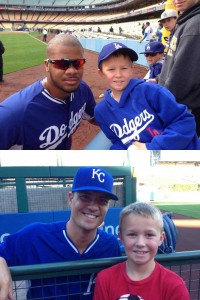 Logan with Kenley Jansen in April and Jeremy Guthrie in October.